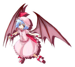 Rule 34 | 1girl, bat wings, female focus, full body, hat, miya (tsumazukanai), remilia scarlet, simple background, solo, touhou, white background, wings
