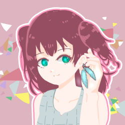 Rule 34 | 1girl, adjusting earrings, aqua eyes, artist name, artist request, bare shoulders, blush, breasts, checkered clothes, checkered dress, collarbone, dress, earrings, feather earrings, feathers, female focus, floating hair, green eyes, hair between eyes, hair ribbon, jewelry, kurosawa ruby, looking at viewer, love live!, love live! school idol festival, love live! sunshine!!, parted lips, plaid, plaid dress, pleated, pleated dress, purple background, red hair, ribbon, short hair, skirt, sleeveless, sleeveless dress, small breasts, smile, solo, the story of feather (love live!), twintails, two side up, upper body, white dress, white ribbon, white skirt