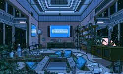 Rule 34 | animated, animated gif, beer bottle, bottle, cup, desk lamp, drinking straw, indoors, lamp, no humans, original, pillow, pixel art, pool, scenery, table, television, waneella, water bottle, wire