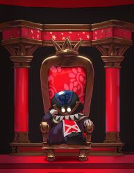 1boy cyborg facing_viewer gloves hand_on_own_face highres indoors looking_at_viewer mario_(series) nintendo paper_mario paper_mario:_the_thousand_year_door robe seupeu2436 sir_grodus sitting solo throne throne_room