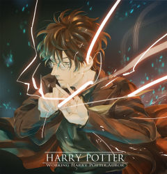 Rule 34 | 1boy, aged up, animification, bad id, bad pixiv id, brown hair, facial hair, glasses, green eyes, harry potter, harry potter (series), harry potter and the cursed child, kena, magic, male focus, robe, scar, scar on face, scar on forehead, solo, stubble, wizard, wizarding world