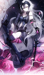 Rule 34 | 1girl, absurdres, armor, bare shoulders, black thighhighs, blonde hair, fate/grand order, fate (series), faulds, flag, fur-trimmed legwear, fur trim, greaves, highres, jeanne d&#039;arc (fate), jeanne d&#039;arc alter (avenger) (fate), jeanne d&#039;arc alter (avenger) (third ascension) (fate), jeanne d&#039;arc alter (fate), juexing (moemoe3345), leg up, light smile, long hair, looking at viewer, solo, thighhighs, thighs, very long hair