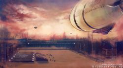 Rule 34 | 6+others, aircraft, artist name, brown sky, city, cloud, commentary, day, dirigible, ekaterina orange, emblem, english commentary, factory, in-universe location, multiple others, outdoors, people, ragnarok online, scenery, signature, smog, smoke, watermark, web address