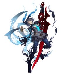 Rule 34 | 1girl, alice (sinoalice), belt, black dress, blue hair, breasts, claws, corruption, dark blue hair, dark persona, dress, empty eyes, full body, glowing, glowing eyes, hair over one eye, hairband, holding, holding sword, holding weapon, huge weapon, ji no, looking at viewer, medium breasts, official art, pocket watch, red eyes, short hair, sinoalice, solo, spoilers, sword, tattoo, torn clothes, torn dress, transparent background, watch, weapon