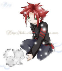 Rule 34 | 00s, 1boy, bakuten shoot beyblade, beyblade, casual, cross, cross necklace, dog, eye contact, footprints, green eyes, jewelry, light smile, long sleeves, looking at another, lowres, male focus, necklace, on one knee, outdoors, outstretched hand, pants, profile, puppy, red hair, shoes, short hair, smile, sneakers, snow, snowing, spiked hair, sweater, turtleneck, yuriy ivanov