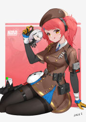 Rule 34 | 1437823832, 2girls, :q, absurdres, ak-alfa (girls&#039; frontline), ammunition belt, ammunition pouch, anger vein, angry, beret, black pantyhose, breasts, candy, chibi, closed mouth, collared shirt, food, frills, full body, girls&#039; frontline, girls&#039; frontline 2: exilium, gloves, grey hair, grin, hat, headset, highres, jacket, licking lips, lollipop, looking at another, looking at viewer, medium breasts, medium hair, mini person, minigirl, mp7 (girls&#039; frontline), multiple girls, necktie, pantyhose, pouch, red hair, shirt, shoes, unworn shoes, side ponytail, smile, solo focus, thigh strap, thighband pantyhose, tongue, tongue out, yellow eyes