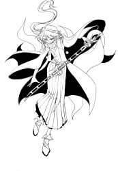Rule 34 | 1other, adagumo no yaorochi, androgynous, chinese commentary, coat, commentary request, full body, greyscale, gud 490811, hakama, hakama skirt, high collar, highres, holding, holding sword, holding weapon, japanese clothes, kimono, len&#039;en, long hair, monochrome, multiple tails, open clothes, open coat, other focus, ponytail, simple background, skirt, snake tail, solo, sword, tail, tasouken, weapon, white background