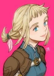 Rule 34 | 1girl, 7sun, blonde hair, blue eyes, braid, breasts, final fantasy, final fantasy xii, long hair, looking at viewer, open mouth, penelo, simple background, smile, solo, twin braids, twintails