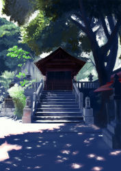 Rule 34 | highres, komainu, no humans, original, peko (akibakeisena), scenery, shadow, shrine, statue, stone lantern, tree