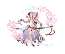 Rule 34 | 10s, 1girl, arms behind head, arms up, between breasts, between legs, bikini, blue eyes, breasts, draph, earrings, fish, front-tie bikini top, front-tie top, full body, granblue fantasy, hair between eyes, hair ornament, hair over one eye, hands in hair, horns, jewelry, katana, large breasts, long hair, low-tied long hair, minaba hideo, mouth hold, nagamaki, narmaya (granblue fantasy), narmaya (summer) (granblue fantasy), official art, pointy ears, polearm, purple hair, sandals, seahorse, shell, showgirl skirt, side-tie bikini bottom, skindentation, solo, starfish, swimsuit, sword, thigh strap, transparent background, walking, weapon, white bikini
