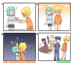 Rule 34 | &gt; &lt;, 2girls, 3boys, 4koma, :d, absurdres, artist name, bad id, bad pixiv id, beard, belt, black belt, black footwear, blonde hair, blue footwear, blue hair, blue hat, blue pants, blue shirt, blue skirt, blush, breasts, brown hair, brown pants, brown robe, brown shirt, closed eyes, closed mouth, club (weapon), collared shirt, comic, commentary request, cuffs, drawstring, earth-chan, envelope, facial hair, fire, green hair, greenteaneko, hair between eyes, halo, hand in pocket, handcuffs, hands on another&#039;s shoulders, hat, heart, hetero, highres, holding, holding envelope, holding hands, hood, hood down, hoodie, kiss, kneehighs, kneeling, large breasts, letter, long sleeves, love letter, multicolored hair, multiple boys, multiple girls, muscular, night, night sky, nose blush, open mouth, orange hoodie, original, pants, peaked cap, personification, pleated skirt, pointy ears, police, police hat, police uniform, policeman, policewoman, print legwear, robe, shirt, shoes, short hair, short sleeves, silent comic, skirt, sky, sleeves pushed up, smile, smoke, socks, square 4koma, standing, star (sky), starry sky, sweater vest, taut clothes, taut shirt, teeth, thighhighs, uniform, upper teeth only, veins, watermark, weapon, web address, white hair, white legwear, | |