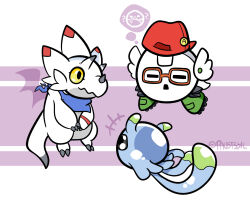 Rule 34 | digimon, digimon (creature), floating, gammamon, glasses, hat, jellymon, scarf, tentacles, triceratops