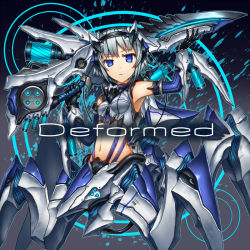 Rule 34 | 1girl, album cover, android, barcode, blue eyes, cover, female focus, gia, looking at viewer, mecha musume, original, robot, short hair, silver hair, solo, weapon