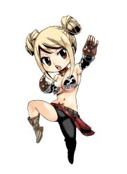 Rule 34 | 1girl, animal print, blonde hair, breasts, chibi, cow print, fairy tail, female focus, hair between eyes, large breasts, long hair, looking at viewer, lucy heartfilia, mashima hiro, official art, simple background, solo, twintails