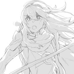 Rule 34 | 1girl, aisutabetao, cape, cloak, falchion (fire emblem), fire emblem, fire emblem awakening, gloves, greyscale, long hair, looking at viewer, lucina (fire emblem), monochrome, nintendo, open mouth, simple background, solo, tears, tiara, white background