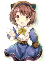Rule 34 | 10s, 1girl, bad id, bad pixiv id, belt, blush, brown hair, capelet, draph, granblue fantasy, hair bobbles, hair ornament, hairband, horns, looking at viewer, open mouth, short hair, skirt, smile, solo, suihi, yaia (granblue fantasy), yellow eyes