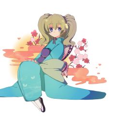 Rule 34 | agitha, alternate costume, blonde hair, blue eyes, japanese clothes, kimono, long hair, nintendo, sitting, solo, the legend of zelda, the legend of zelda: twilight princess, twintails, wings