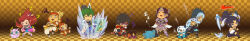 burnt checkered_background chibi chimchar chosokabe_motochika confused creatures_(company) dratini frozen game_freak gen_1_pokemon gen_4_pokemon gen_5_pokemon japanese_clothes jigglypuff mori_ranmaru mouri_motonari nintendo oichi oichi_(pokemon_conquest) oichi_(sengoku_musou) oshawott paralysis poison pokemon pokemon_conquest sanada_yukimura_(sengoku_musou) sengoku_musou shinx sleeping snivy tachibana_ginchiyo tepig toyotomi_hideyoshi