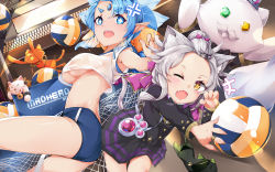 Rule 34 | + +, 2girls, :d, :o, ;o, absurdres, animal ears, ass, bad hand, ball, bell, black cat, black skirt, blue eyes, blue hair, bow, breasts, buruma, cat, cat tail, character request, crop top, crown, fang, forehead jewel, gem, hair bow, hair ornament, hairclip, highres, jewelry, jingle bell, leaning forward, long hair, long sleeves, multiple girls, one eye closed, open mouth, orange cat, playing sports, pointy ears, polymer77721, purple bow, ring, see-through, sidelocks, skin fang, skirt, smile, tail, tower of saviors, underboob, volleyball, volleyball (object), volleyball net, white cat, white hair