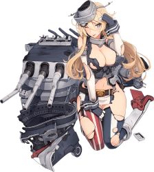 Rule 34 | 1girl, asymmetrical legwear, bare shoulders, belt, belt buckle, blonde hair, blue eyes, boots, breasts, buckle, cleavage, dojikko pose, fingerless gloves, front-tie top, full body, garter straps, gloves, hair between eyes, headgear, high heel boots, high heels, iowa (kancolle), kantai collection, knee boots, large breasts, long hair, looking at viewer, miniskirt, mismatched legwear, official art, shizuma yoshinori, skirt, solo, star-shaped pupils, star (symbol), striped clothes, striped skirt, striped thighhighs, symbol-shaped pupils, thighhighs, tongue, tongue out, torn clothes, torn thighhighs, transparent background, vertical-striped clothes, vertical-striped skirt, vertical-striped thighhighs, white footwear