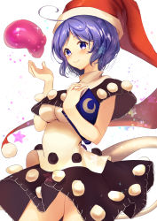 Rule 34 | 1girl, absurdres, ahoge, bad id, bad pixiv id, blush, book, closed mouth, commentary request, doremy sweet, dream soul, hat, highres, looking at viewer, nenobi (nenorium), nightcap, pom pom (clothes), purple eyes, purple hair, red hat, short hair, smile, solo, star (symbol), tail, tapir tail, touhou, white background