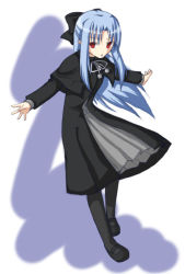 Rule 34 | 00s, 1girl, blue hair, half updo, len (tsukihime), melty blood, pantyhose, pointy ears, red eyes, solo, tsukihime, type-moon