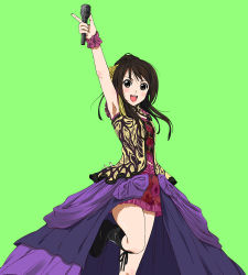Rule 34 | 1girl, arm up, dress, microphone, mizuki nana, real life, solo, voice actor, yuu (1007yu)