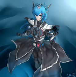 Rule 34 | 10s, 1girl, 2019, absurdres, alternate costume, alternate hair length, alternate hairstyle, armor, belt, black armor, black coat, blue background, blue eyes, blue hair, breasts, build driver, coat, commentary request, crossover, dragon, energy ball, from above, fullbottle, hair ornament, hairband, highres, horns, kamen rider, kamen rider build (series), kamen rider cross-z, kamen rider cross-z evol, long coat, long hair, looking at viewer, magic, medium breasts, re:zero kara hajimeru isekai seikatsu, rem (re:zero), rider-tan, rider belt, september, solo, unique (pixiv12704744), white armor, x hair ornament