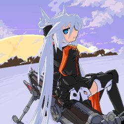 Rule 34 | bad id, bad pixiv id, lowres, mof, mof&#039;s silver haired twintailed girl, oekaki, original, silver hair, snow, solo, twintails