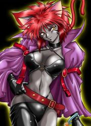 Rule 34 | animal ears, cape, cat ears, cat tail, manabe jouji, red hair, solo, tail