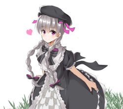 Rule 34 | 10s, 1girl, bad id, bad pixiv id, beret, black bow, black dress, black hat, blush, bow, braid, closed mouth, commentary request, dress, fate/extra, fate (series), gothic lolita, hair between eyes, hair bow, hat, hat bow, heart, highres, humanization, kohakope, lolita fashion, long hair, looking at viewer, low twintails, nursery rhyme (fate), puffy short sleeves, puffy sleeves, purple eyes, short sleeves, silver hair, smile, solo, striped, striped bow, twin braids, twintails, very long hair, white background
