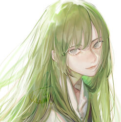 Rule 34 | 1other, androgynous, close-up, enkidu (fate), fate/grand order, fate (series), green eyes, green hair, hair between eyes, long hair, looking at viewer, mizutame tori, robe, smile, solo, trap, white robe