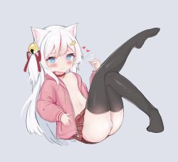 Rule 34 | 1girl, bad id, bad pixiv id, bell, black thighhighs, breasts, choker, cocktail glass, cup, drinking glass, fang, fenrir (fenriluuu), fish hair ornament, full body, hair bell, hair ornament, hairclip, highres, hood, hood down, hoodie, jingle bell, long hair, long sleeves, looking at viewer, microskirt, multicolored hair, no shirt, one side up, open clothes, open hoodie, original, panties, pantyshot, pink hoodie, red hair, skin fang, skirt, small breasts, smile, streaked hair, thighhighs, underwear, vrchat, white hair, zettai ryouiki