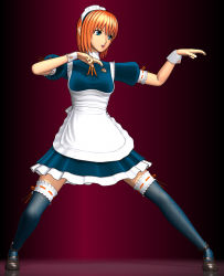 Rule 34 | 1girl, 3d, female focus, full body, gradient background, maid, solo, spread legs, standing, tagme