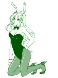 Rule 34 | 1990s (style), 1girl, animal ears, bare shoulders, bow, bowtie, breasts, celes chere, cleavage, detached collar, fake animal ears, female focus, final fantasy, final fantasy vi, high heels, image sample, leotard, long hair, lxc, monochrome, pantyhose, pixiv sample, playboy bunny, rabbit ears, retro artstyle, shoes, solo, wrist cuffs