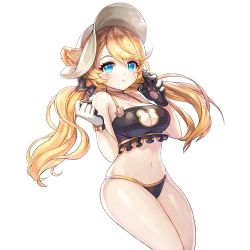 Rule 34 | 1girl, animal ears, artist request, bare shoulders, black bra, blonde hair, blue eyes, bow, bra, breasts, cat ears, choker, cleavage, cleavage cutout, clothing cutout, collarbone, hair bow, halterneck, halterneck, king&#039;s raid, large breasts, long hair, looking at viewer, official art, rodina (king&#039;s raid), solo, swimsuit, tagme, transparent background, twintails, underwear, underwear only