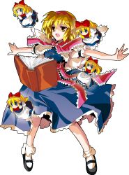 5girls absurdres alice_margatroid bad_id bad_pixiv_id blonde_hair blue_eyes book capelet doll female_focus full_body hairband highres multiple_girls oyu_no_kaori shanghai_doll shoes short_hair socks solo touhou transparent_background yellow_eyes