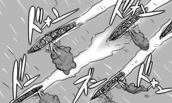 Rule 34 | 10s, comic, destroyer, firing, from above, greyscale, i-class destroyer, kantai collection, military, military vehicle, monochrome, no humans, ocean, ship, tonda, translation request, warship, watercraft
