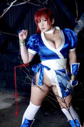 Rule 34 | 1girl, asian, breasts, chouzuki maryou, cosplay, dead or alive, kasumi (doa), kasumi (doa) (cosplay), lipstick, makeup, photo (medium), plump, red hair, solo, tagme, thick thighs, thighs