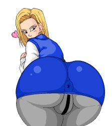 Rule 34 | android 18, ass, censored, curvy, dragon ball, dragonball z, from behind, hip focus, huge ass, image sample, jinrai (artist), looking back, pixiv sample, wide hips
