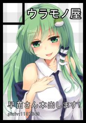 Rule 34 | 1girl, green eyes, green hair, kochiya sanae, mono (sunegey), smile, touhou