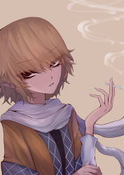 Rule 34 | 33 gaff, blonde hair, cigarette, looking to the side, mizuhashi parsee, scarf, smoke, smoke trail, smoking, touhou