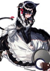 Rule 34 | 1girl, absurdres, animal ear fluff, animal ears, ankle socks, apron, bell, black bow, black dress, black footwear, blush, bow, breasts, candy, cat ears, cat girl, cat tail, center frills, chocolate, chocolate heart, commentary request, crying, crying with eyes open, dress, food, fork, frilled apron, frills, fruit, hair between eyes, hair bow, heart, highres, jingle bell, juliet sleeves, kuga huna, long hair, long sleeves, looking at viewer, maid, maid apron, maid headdress, nose blush, original, parted lips, plate, puffy sleeves, red bow, shoes, sidelocks, sitting, small breasts, socks, solo, strawberry, tail, tail bow, tail ornament, tears, tray, wariza, white apron, white background, white socks