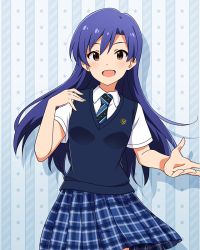 Rule 34 | blue hair, idolmaster, kisaragi chihaya, official art, school uniform, skirt
