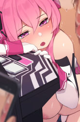 Rule 34 | 1girl, 2boys, blush, cellphone, highres, multiple boys, nipples, penis, pepper0, phone, pink hair, rasis, recording, sex, sex from behind, smartphone, sound voltex