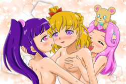 Rule 34 | 3girls, asahina mirai, izayoi liko, mahou girls precure!, multiple girls, nude, precure, yuri