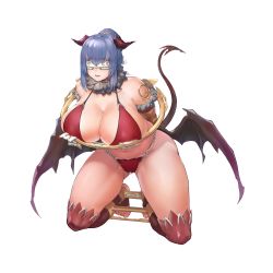 Rule 34 | 1girl, armor, arms behind back, bdsm, bikini, bikini armor, blindfold, blue hair, blue skirt, bondage, bound, breasts, chain, covered erect nipples, demon horns, demon tail, demon wings, feet, fur collar, fur trim, game cg, gauntlets, hair between eyes, hair ornament, hair ribbon, highres, horns, huge breasts, kneehighs, last origin, maria of penance, official art, open mouth, ponytail, red bikini, restrained, ribbon, sidelocks, sima (startwitch), skirt, smile, socks, solo, sweatdrop, swimsuit, tachi-e, tail, teeth, thick thighs, thighs, toenails, torn clothes, transparent background, white blindfold, white ribbon, wings
