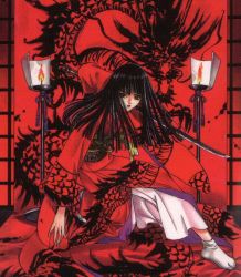Rule 34 | black hair, clamp, japanese clothes, katana, kimono, kishuu arashi, long hair, solo, sword, tabi, weapon, x (manga)