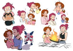 Rule 34 | 2boys, 2girls, ?, absurdres, ahoge, alternate universe, angry, ash ketchum, blush, brown hair, closed eyes, cooking, couple, creatures (company), delia ketchum, embarrassed, failure, game freak, gen 1 pokemon, hair bun, highres, hug, hug from behind, jealous, jessie (pokemon), kiana mai, kiss, long hair, looking at another, mature female, mother and son, mr. mime, multiple boys, multiple girls, multiple views, music, nintendo, pokemon, pokemon (anime), pokemon (creature), ponytail, red hair, shirt, shorts, singing, single hair bun, stove, tank top, what, yuri