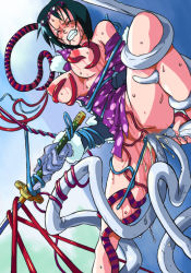 Rule 34 | 1girl, breasts, censored, cirima, cum, cum in pussy, glasses, gloves, jacket, large breasts, lolita channel, multiple penetration, nipples, one piece, open clothes, open shirt, pain, rape, shirt, solo focus, sword, tashigi, tears, tentacles, triple penetration, volvox, weapon, wet